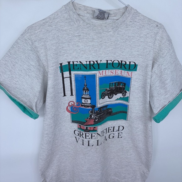 Vintage Henry Ford Museum T Shirt Medium Greenfield Village Double Sleeves 80s - Picture 2 of 10